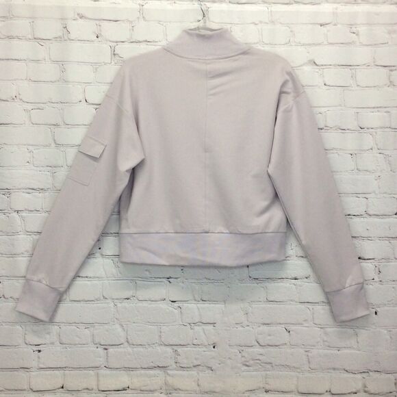 All In Motion French Terry Sweatshirt Sz XXL Lilac Cropped Mock Neck Thumb Holes - Picture 9 of 9